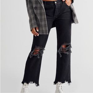 We the free loose fitting ripped black jeans